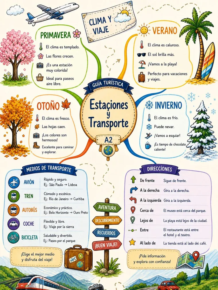 Mapa mental de estaciones y viaje en coreano