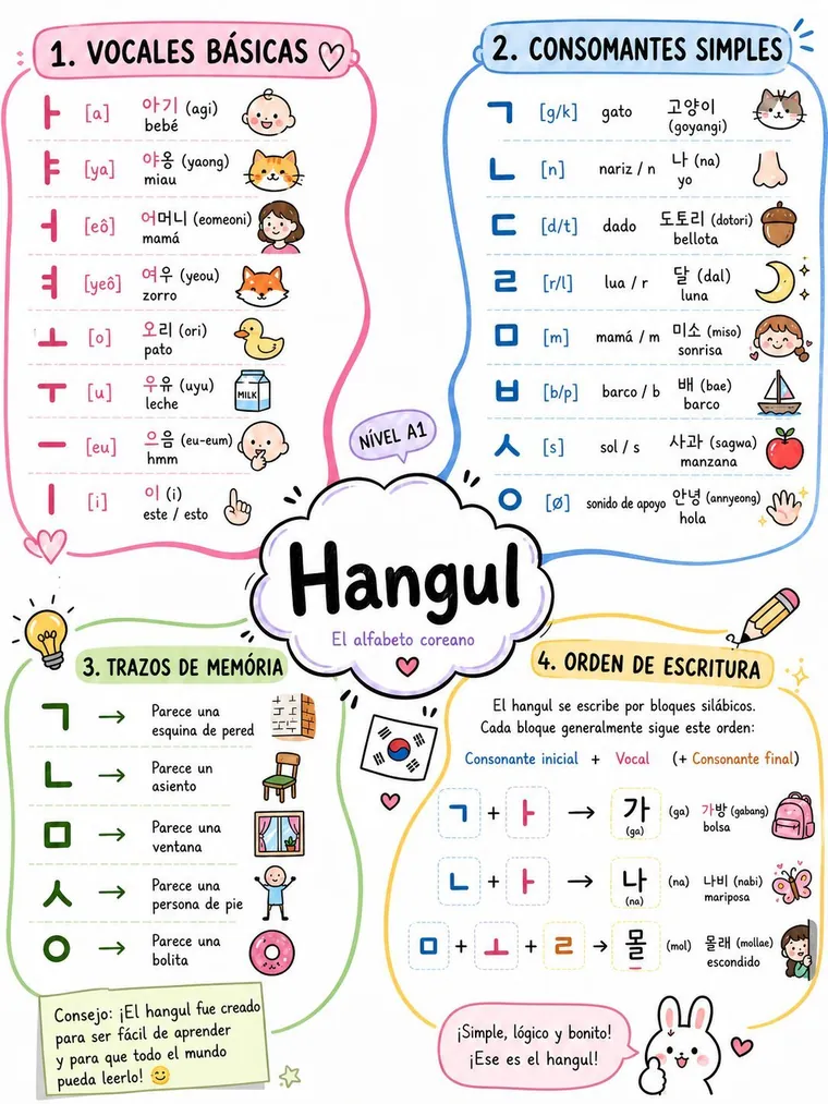 Mapa del alfabeto Hangul