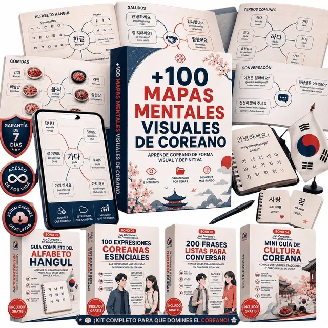 Libro +100 Mapas Mentales de Coreano, BeeKorean