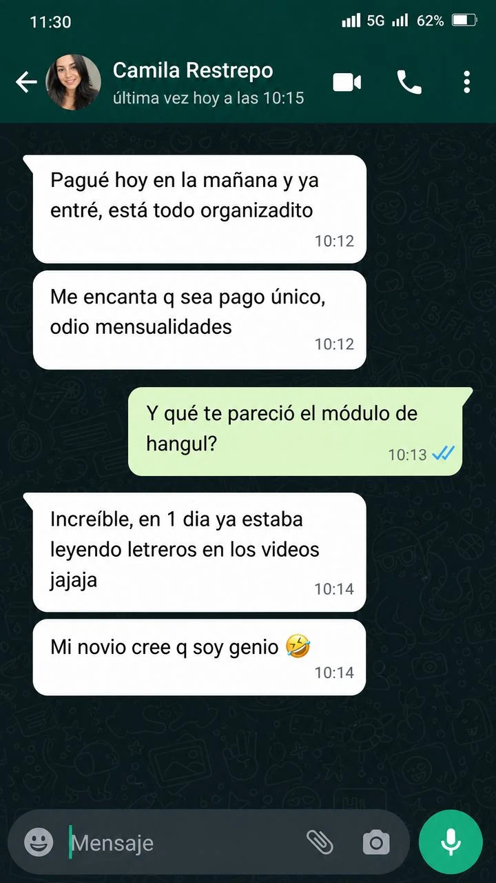 Testimonio real de estudiante por WhatsApp